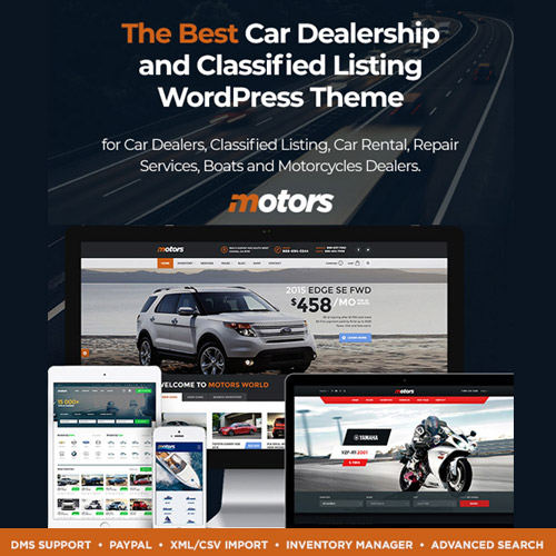 Motors - Automotive, Car Dealership, Car Rental, Auto, Classified Ads, Listing WordPress Theme