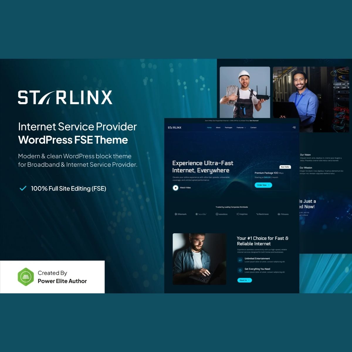 Starlinx – Broadband & Internet Service Provider Gutenverse FSE WordPress Theme