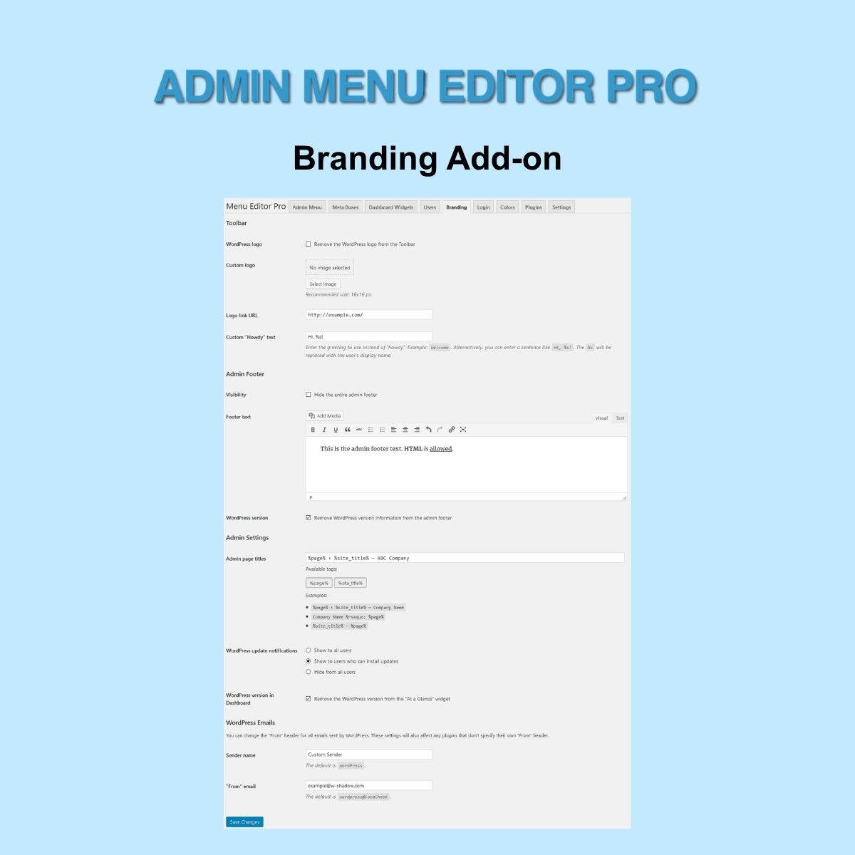 Admin Theme Menu Design Admin Menu Editor Pro - Branding Add-on | PluginTheme.net