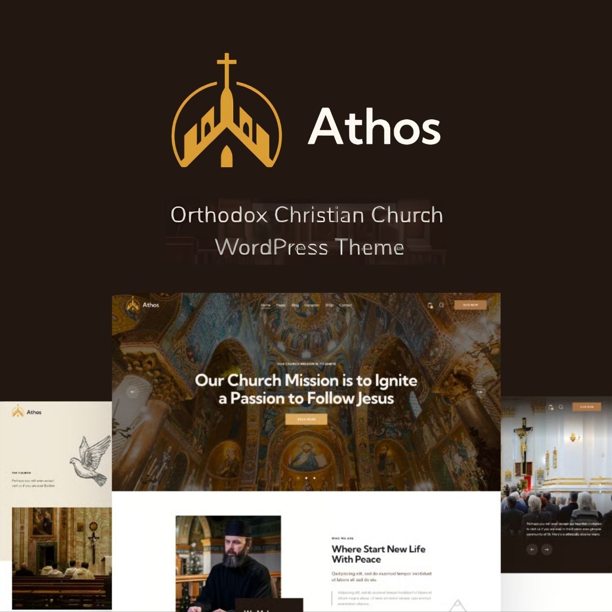 Athos - Orthodox Christian Church WordPress Theme + Events & Store