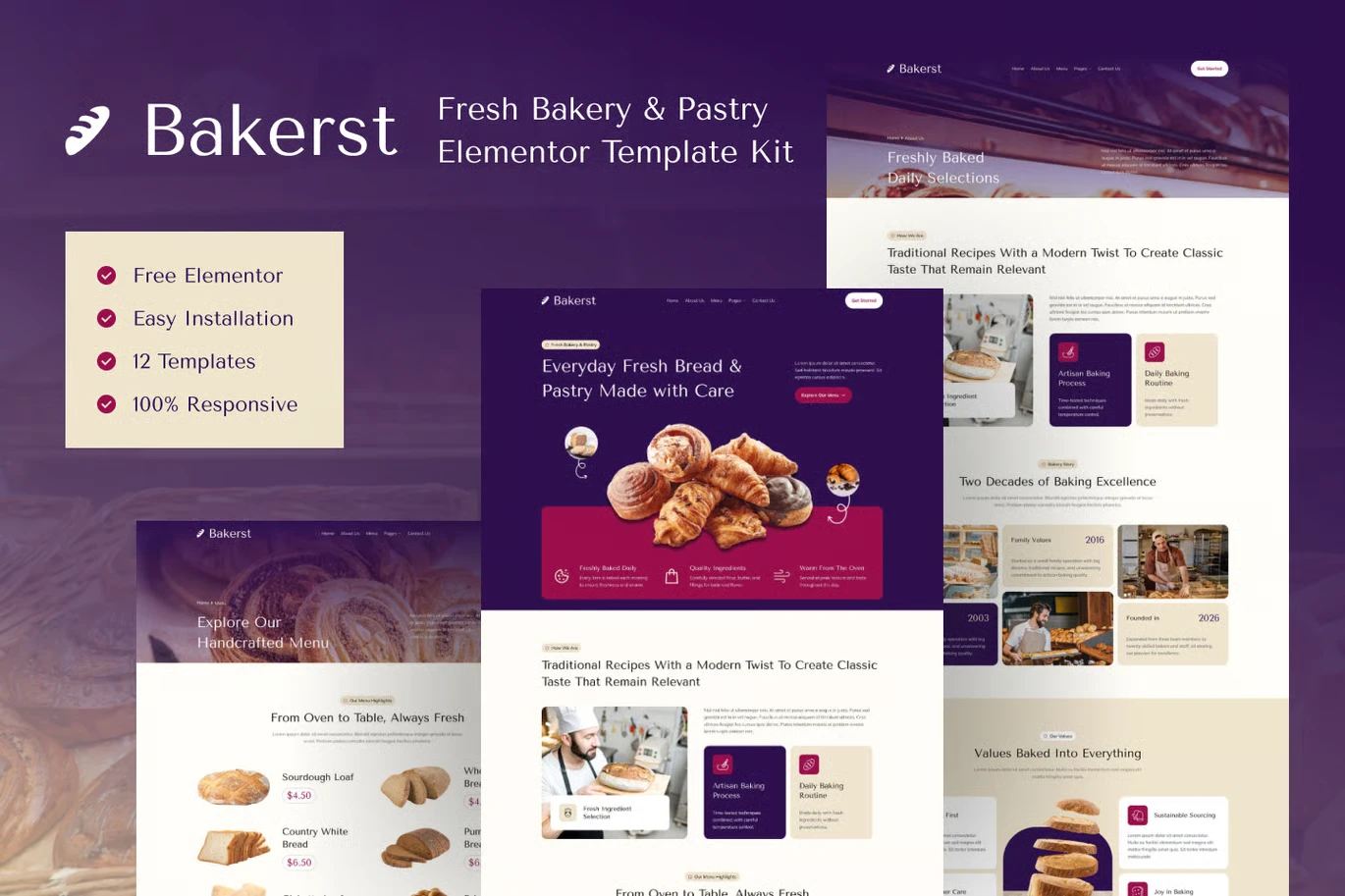 Bakerst - Bakery & Pastry Elementor Template Kit