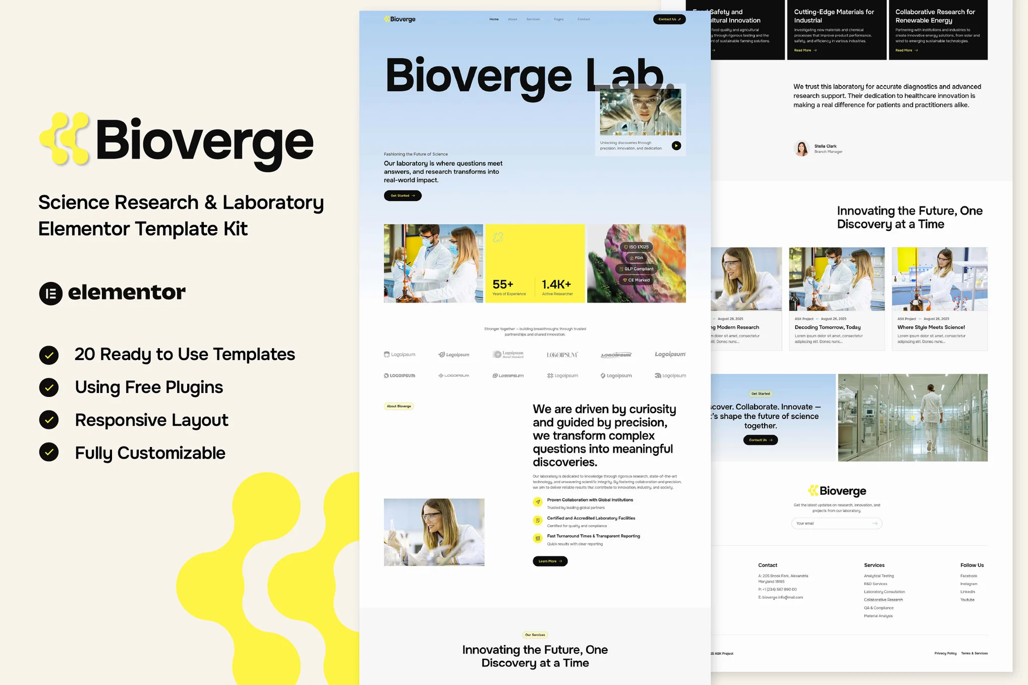 Bioverge - Science Research & Laboratory Elementor Template Kit