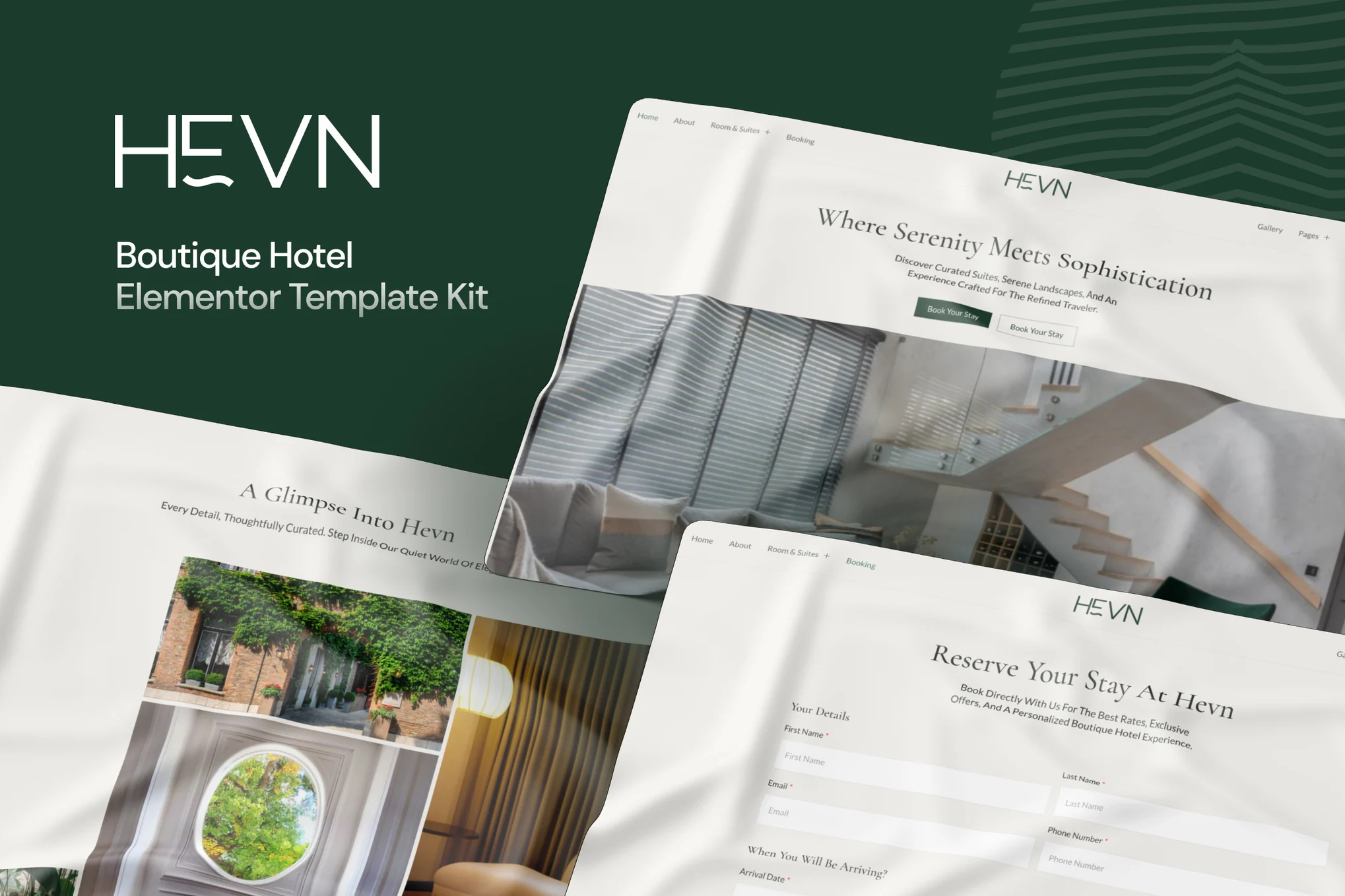 Hevn - Boutique Hotel Elementor Template Kit