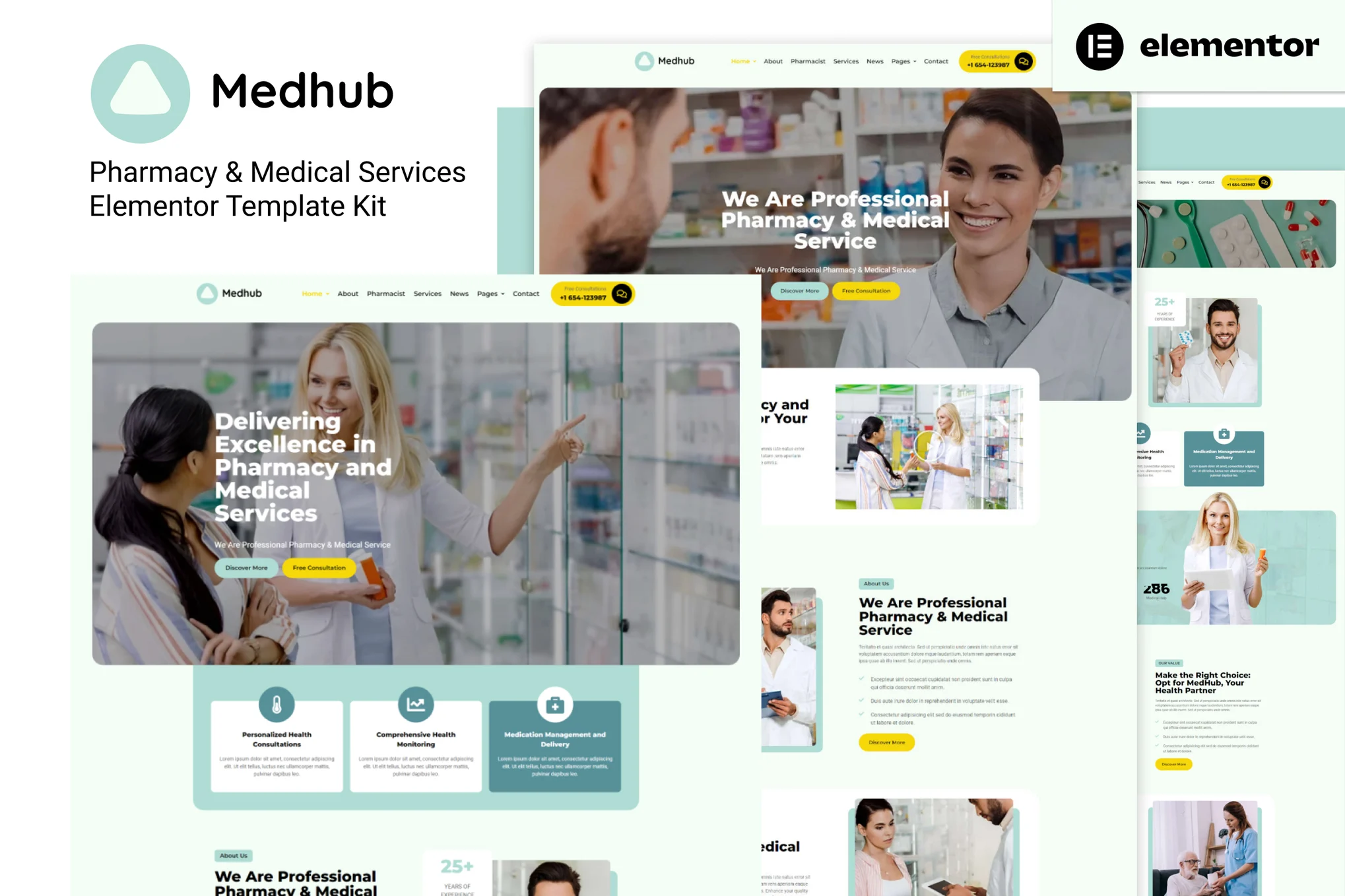 MedHub - Pharmacy & Medical Services Elementor Template Kit 