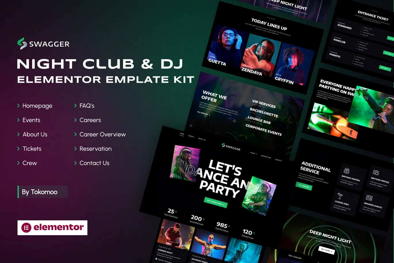 Swagger - Night Club & DJ Elementor Pro Template Kit