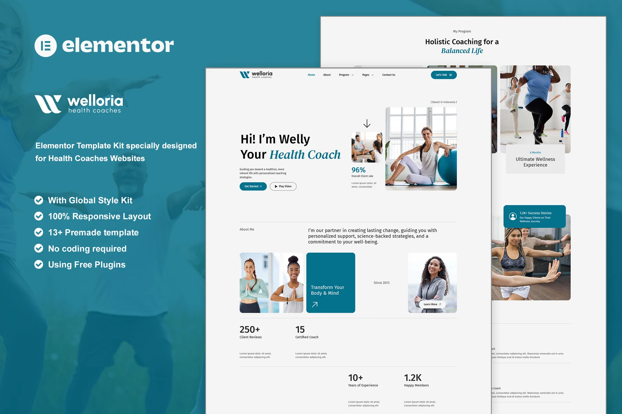 Welloria - Health Coaches Elementor Template Kit